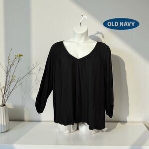 Old Navy, Black V-Neck Flowy Top, Plus Size XXL